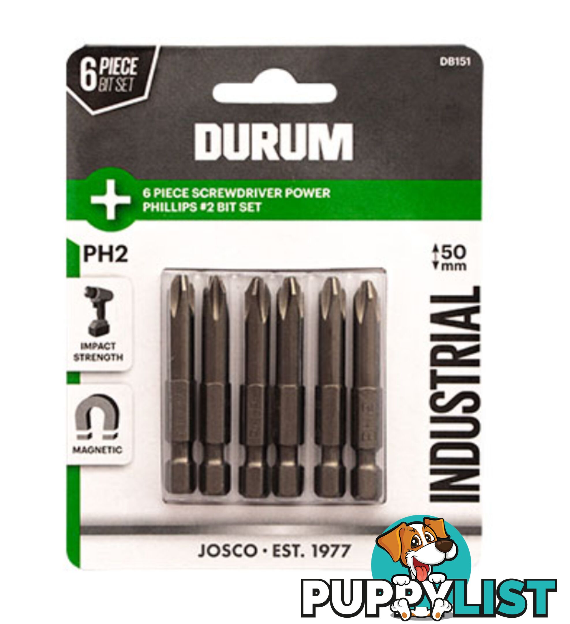 6 Piece Screwdriver Power Phillips 50mm Bit Set Durum DB151