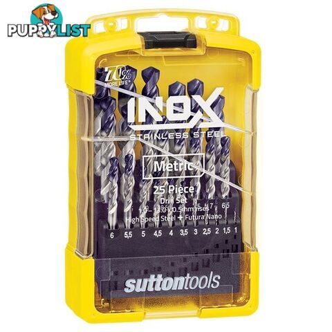 Inox Stainless Steel 19Pcs Metric Drill Set 1.0-10.0x0.5mm Rise Sutton Tool D180SM2