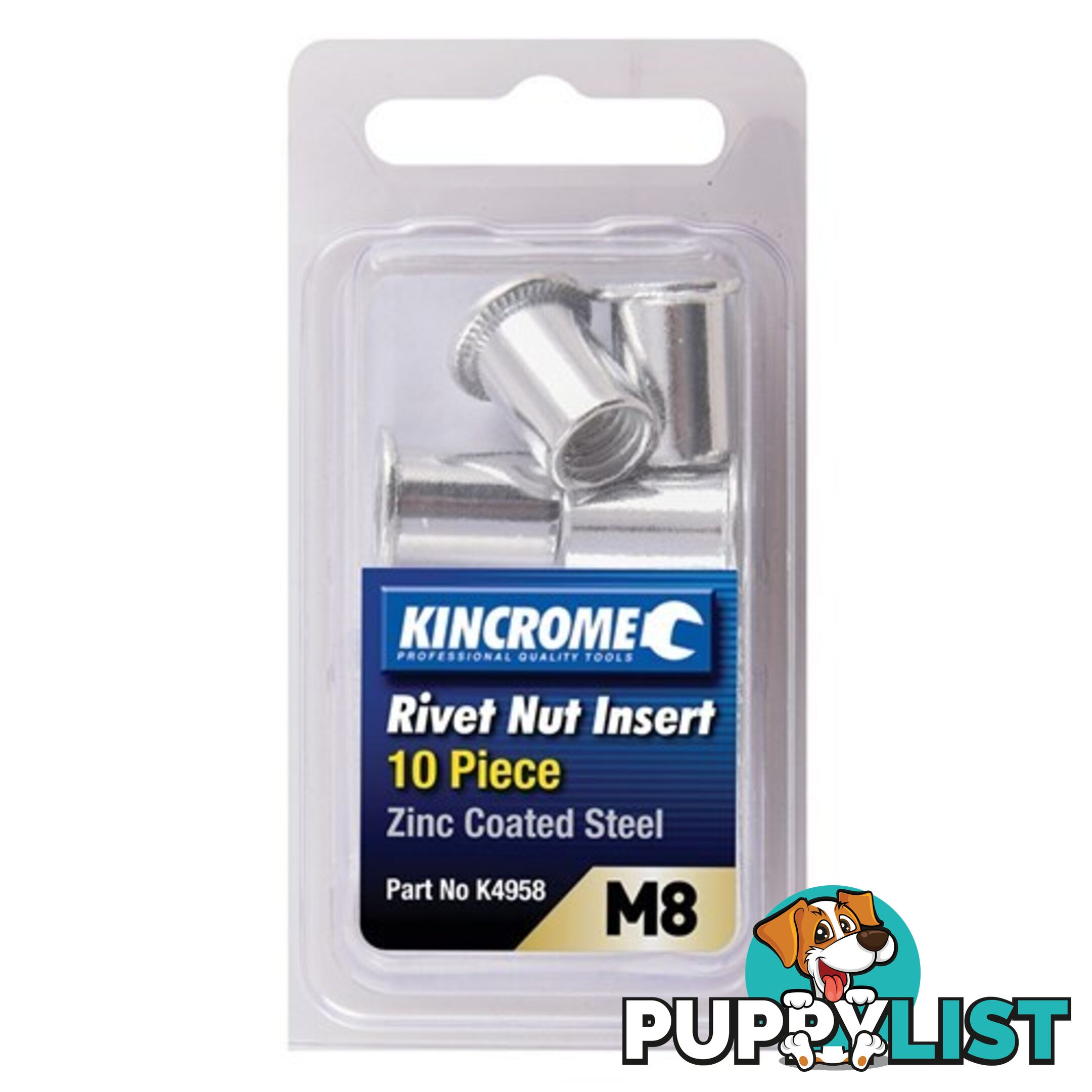 Rivet Nut Insert M8 (Zinc Coated Steel) - 10 Pack Kincrome K4958