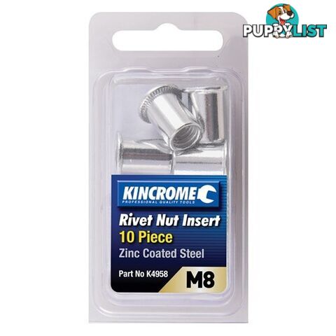 Rivet Nut Insert M8 (Zinc Coated Steel) - 10 Pack Kincrome K4958