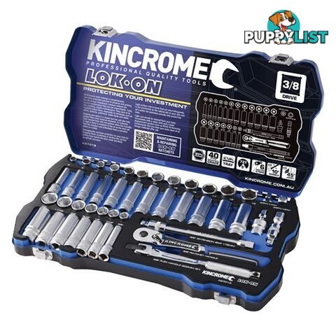 Lok-Onâ¢ Socket Set 45 Piece 3/8" Drive Metric & Imperial Kincrome K27013