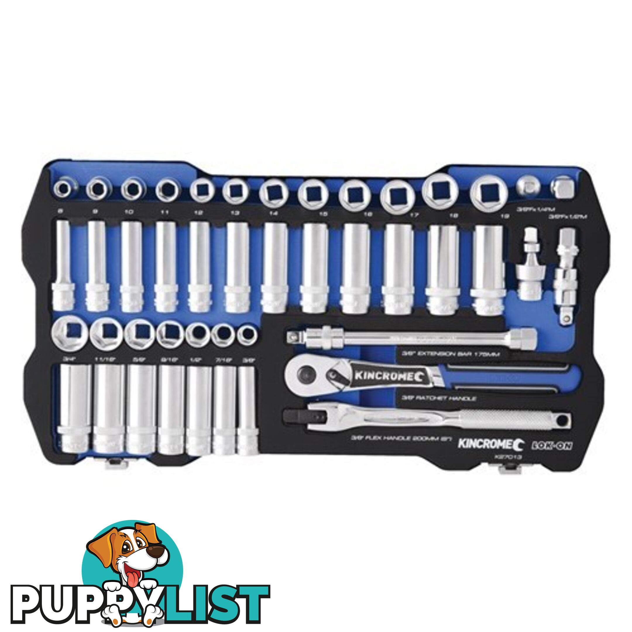 Lok-Onâ¢ Socket Set 45 Piece 3/8" Drive Metric & Imperial Kincrome K27013