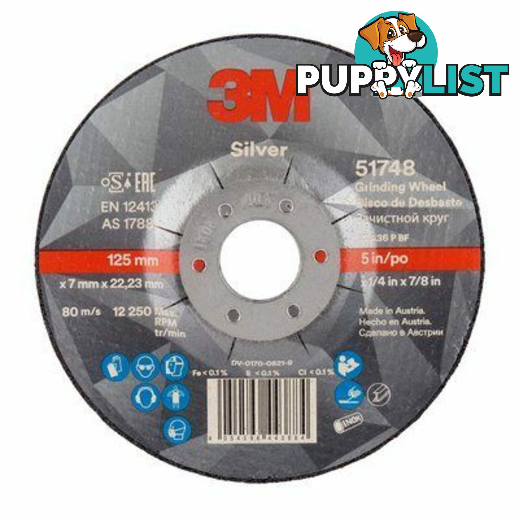 Grinding Wheel 125 X 7 X 22.23mm (5'') 3M UU009017318 (51748) Pack of 20