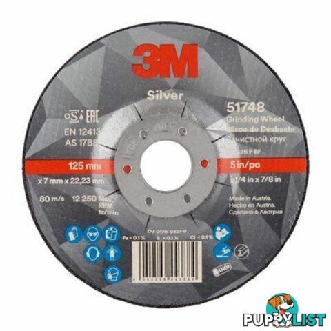 Grinding Wheel 125 X 7 X 22.23mm (5'') 3M UU009017318 (51748) Pack of 20