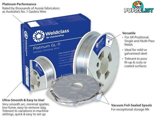 Platinum GL-11 Gasless Wire 200mm Spool 0.9mm 4.5kg Weldclass 2-098FM