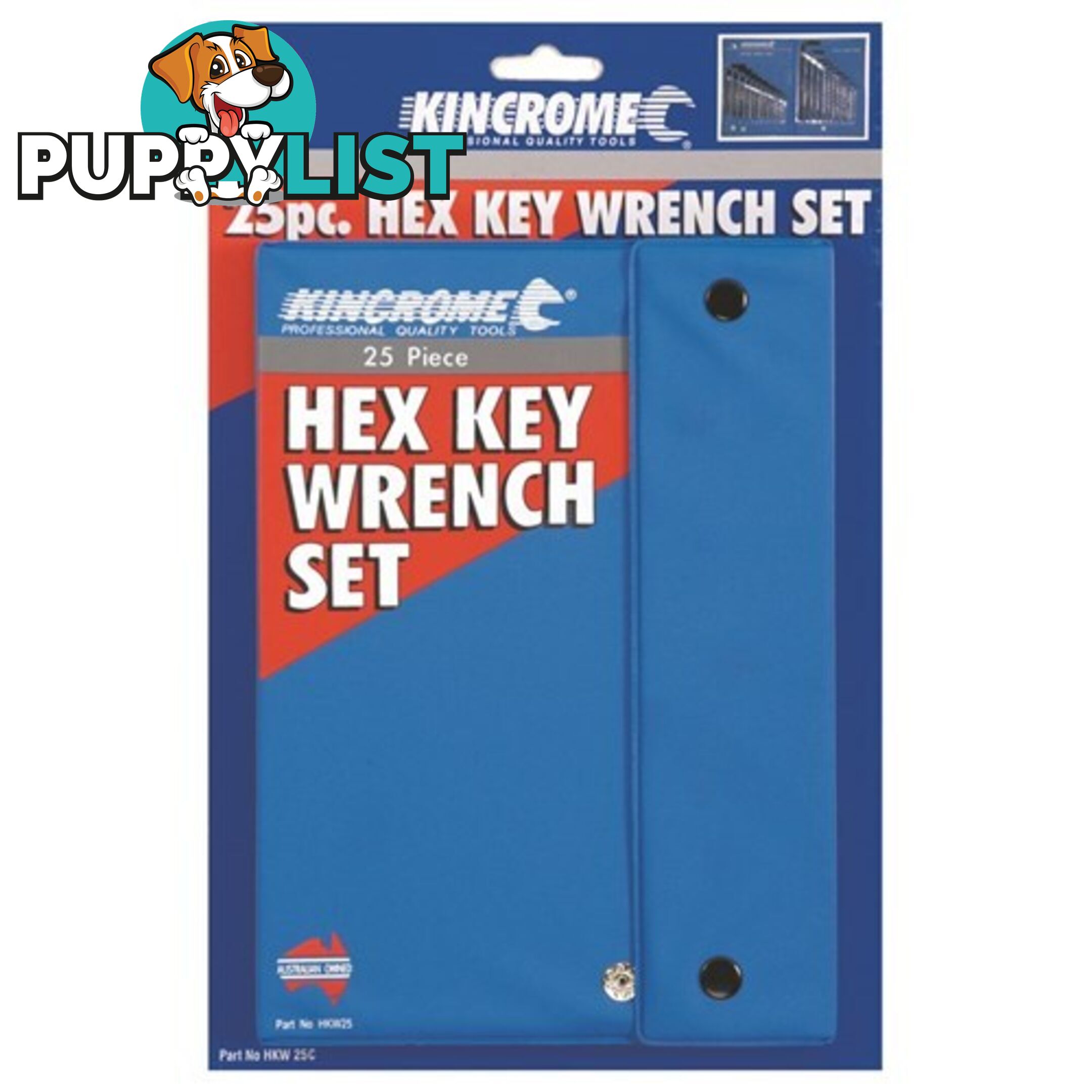 Hex Key Wrench Set 25 Piece Imperial & Metric Kincrome HKW25C