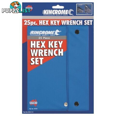 Hex Key Wrench Set 25 Piece Imperial & Metric Kincrome HKW25C