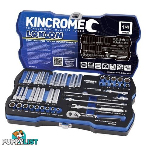 Lok-Onâ¢ Socket Set 45 Piece 1/4" Drive - Metric & Imperial Kincrome K27003