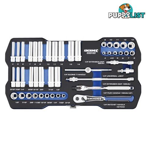 Lok-Onâ¢ Socket Set 45 Piece 1/4" Drive - Metric & Imperial Kincrome K27003