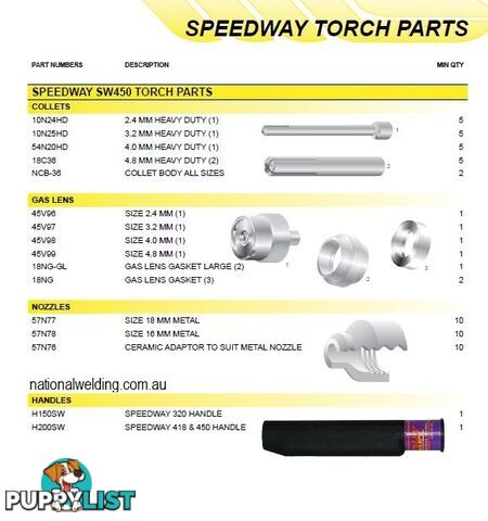 Speedway TIG Torch SW320-25DX Deluxe 7.6M by Weldtec