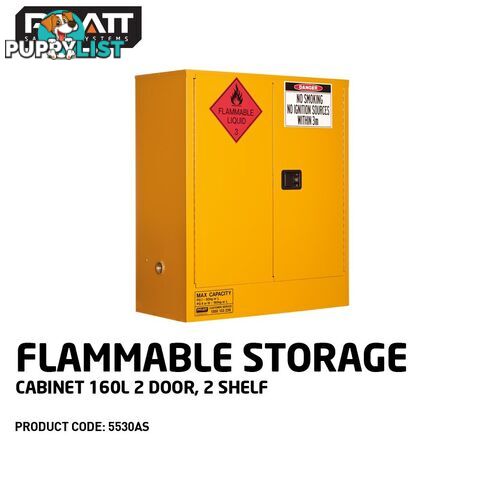 Flammable Storage Cabinet 160L 2 Door 2 Shelf 5530AS