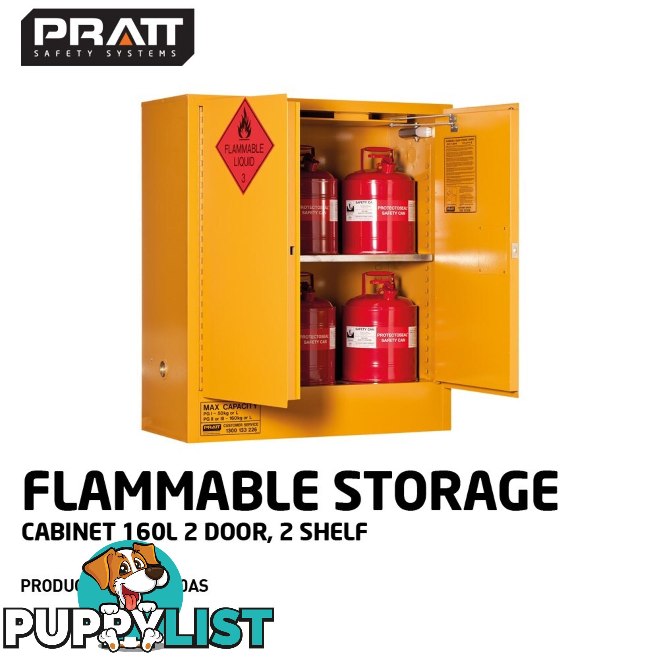 Flammable Storage Cabinet 160L 2 Door 2 Shelf 5530AS