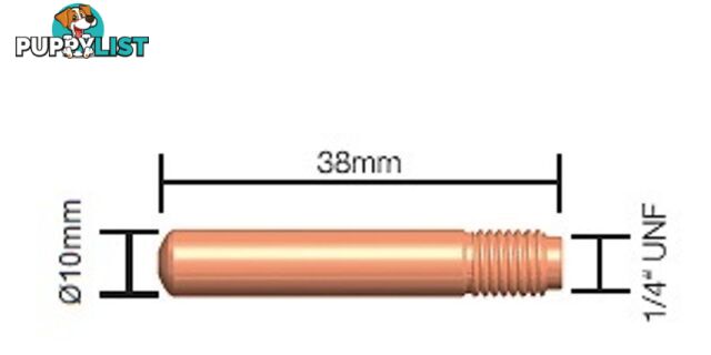 1.0mm Contact Tip Standard Duty (Tweco Style 2 & 4) 14-40 Pkt : 10