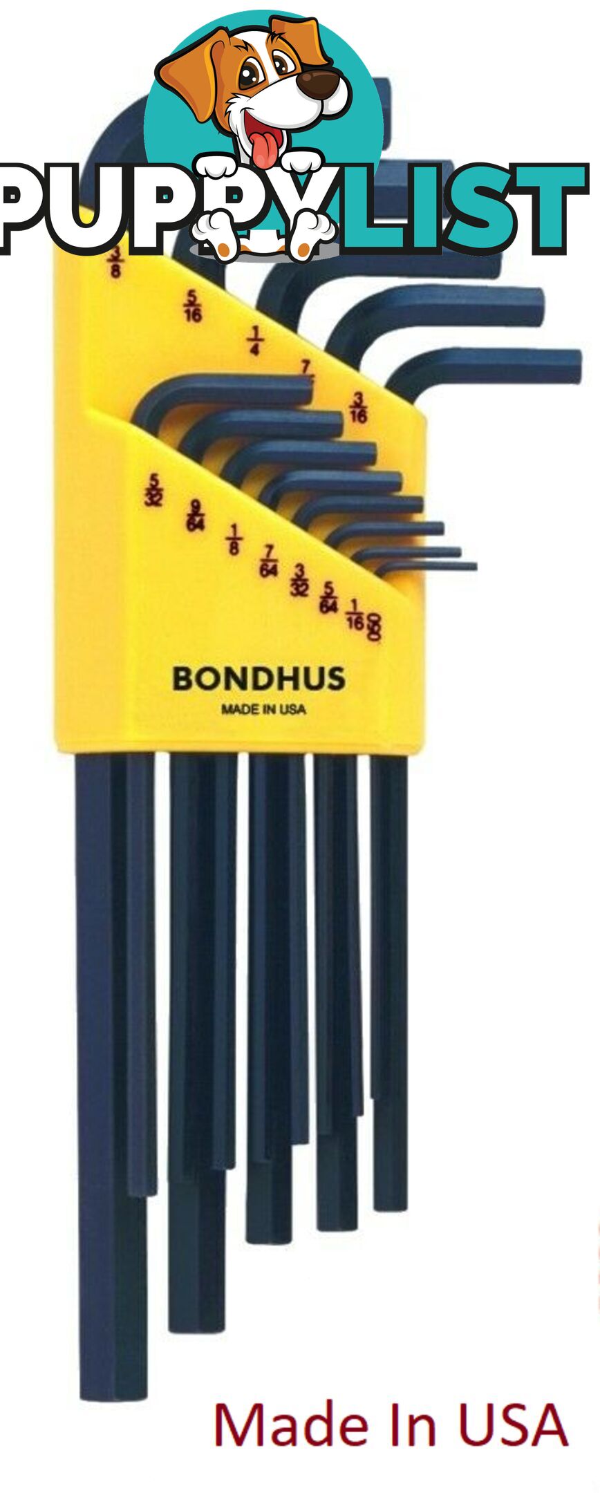 Set 13 Hex L-Wrenches .050 - 3/8 - Long Bondhus 12137