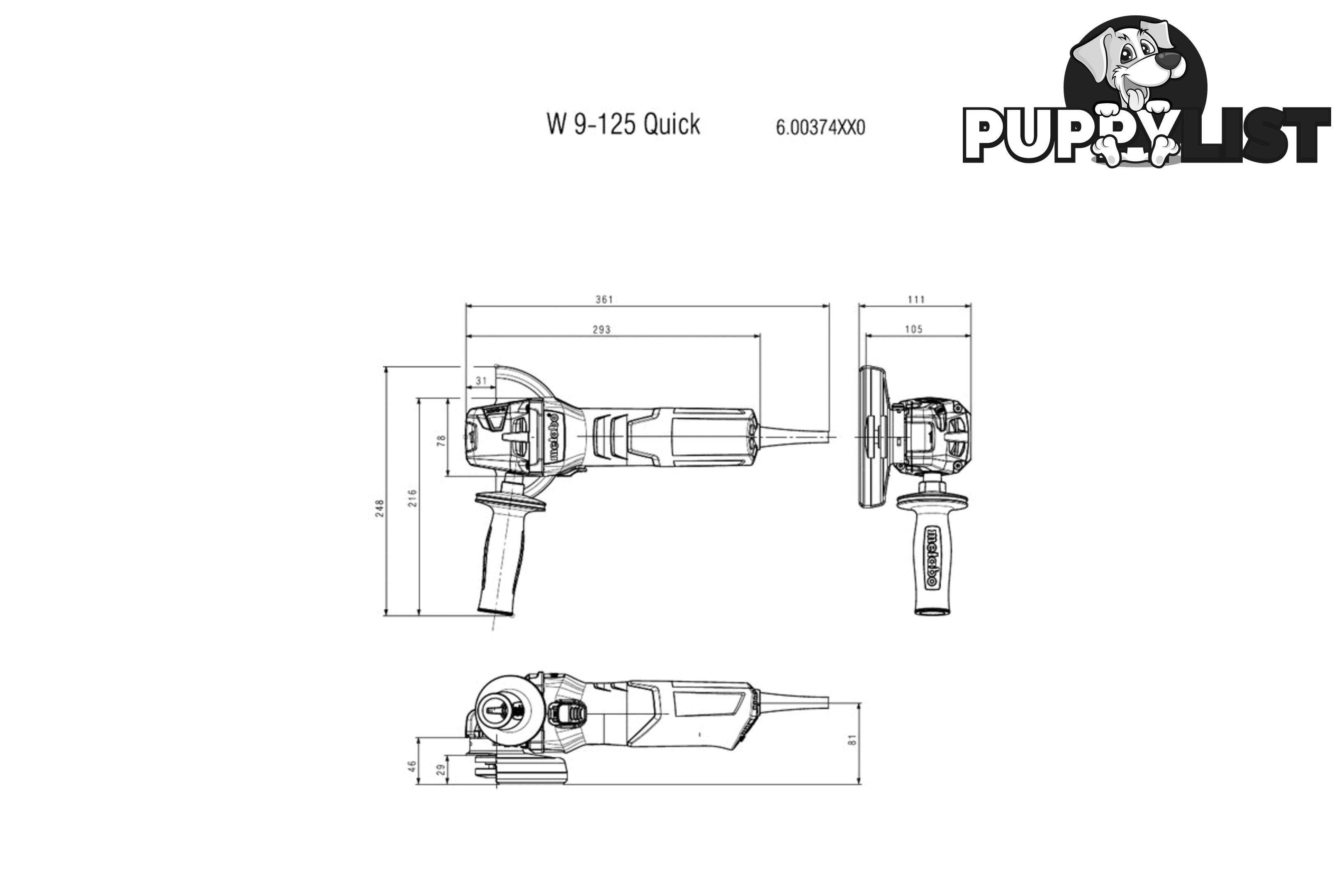 Angle Grinder 125mm (5") 900W W 9-125 Quick (600374000)