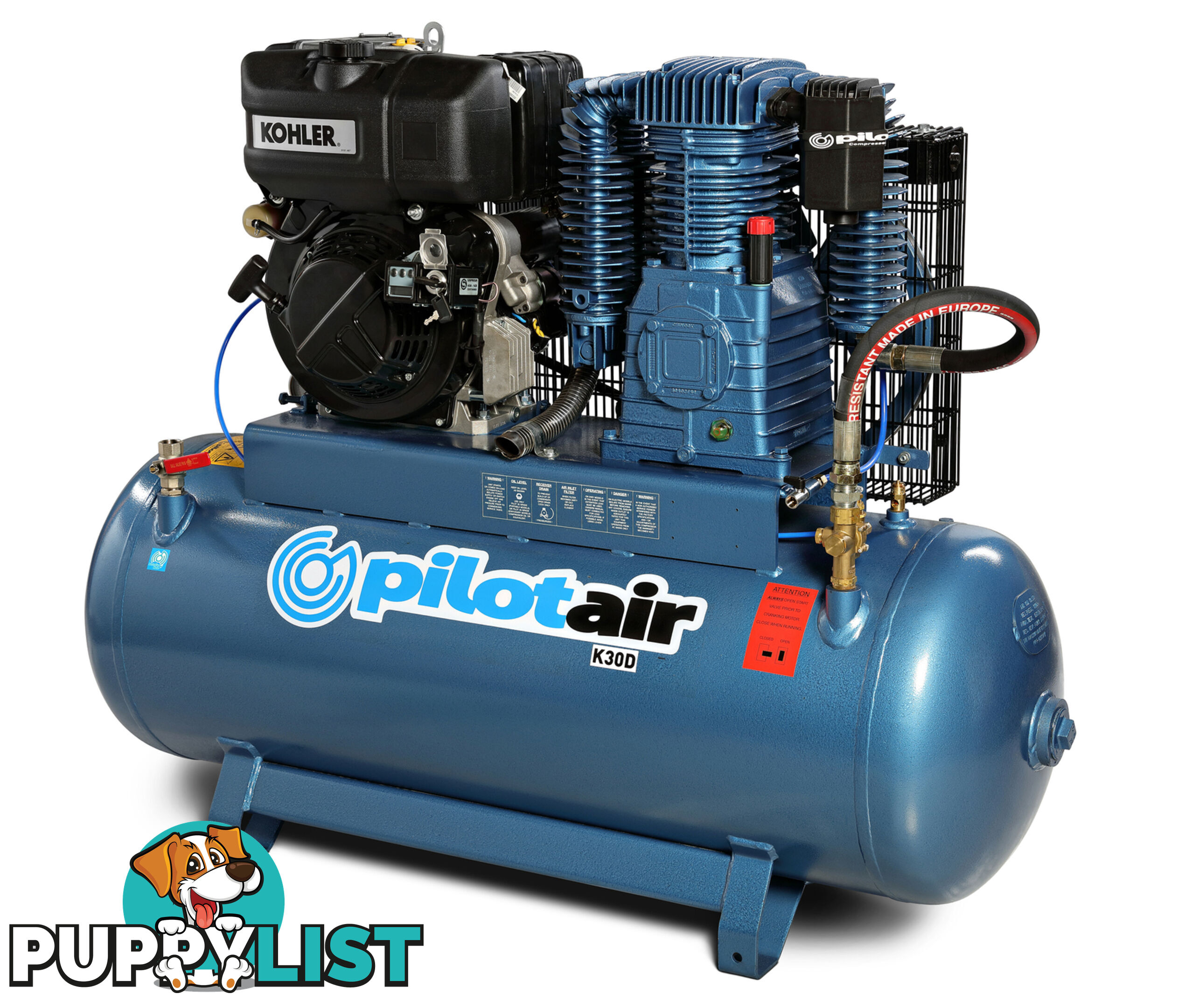 Reciprocating Air Compressor KOHLER diesel/KD440 (Electric Start) /200 L Rec./812.2 L/min FAD