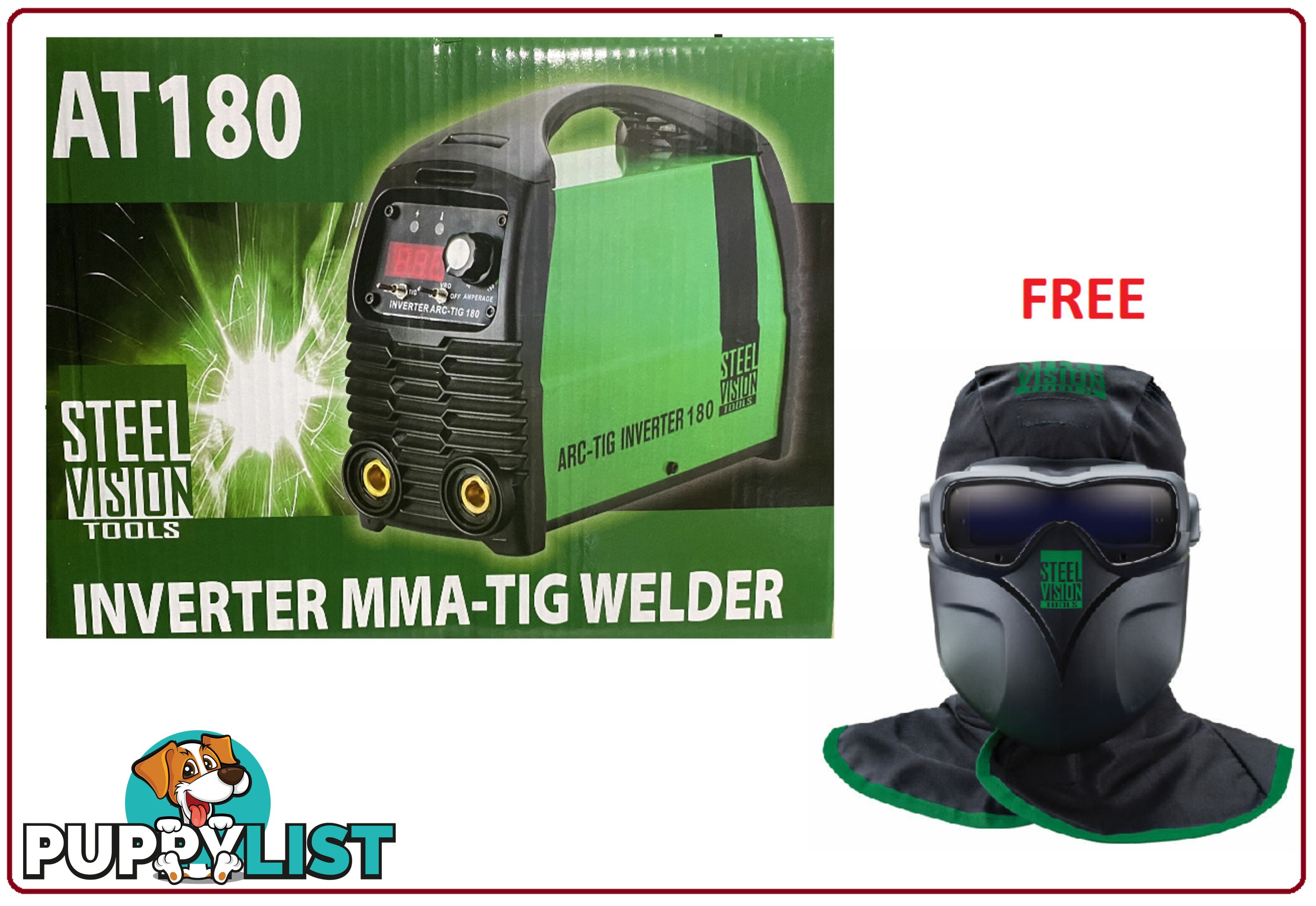 Arc/Tig Inverter Welder 180 Amps with Welding Goggles mask SVAT180Goggles