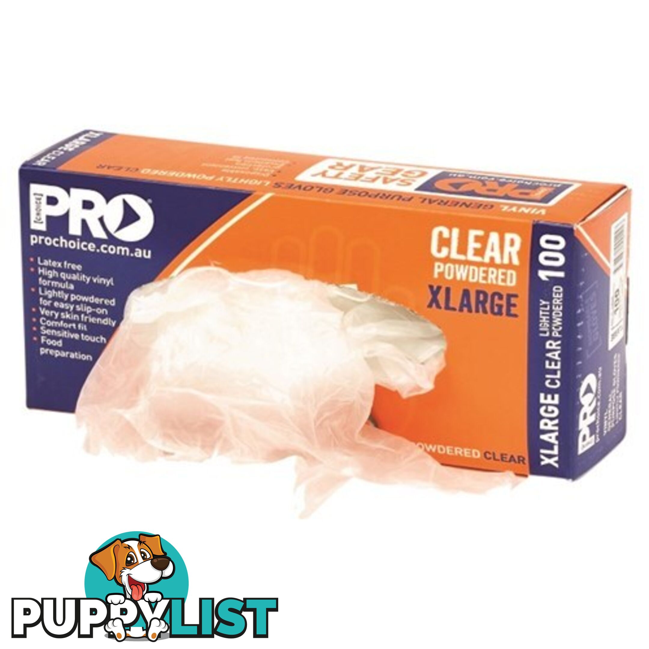 Disposable Vinyl Powdered Clear Gloves DVN Box of 100