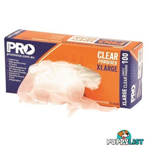 Disposable Vinyl Powdered Clear Gloves DVN Box of 100