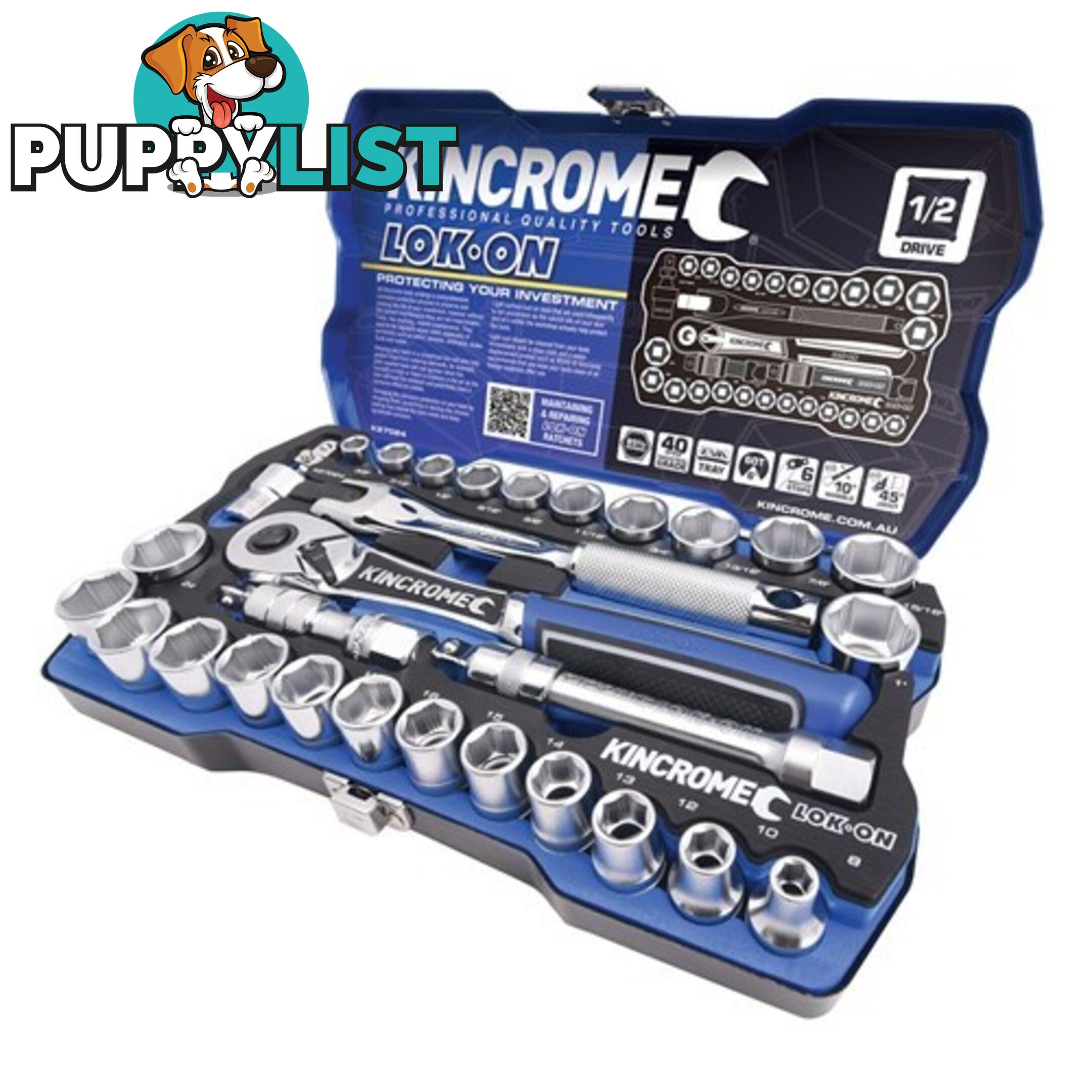 Socket Set 29 Piece 1/2'' Drive LOK-ONâ¢ Metric/Imperial Kincrome K27024