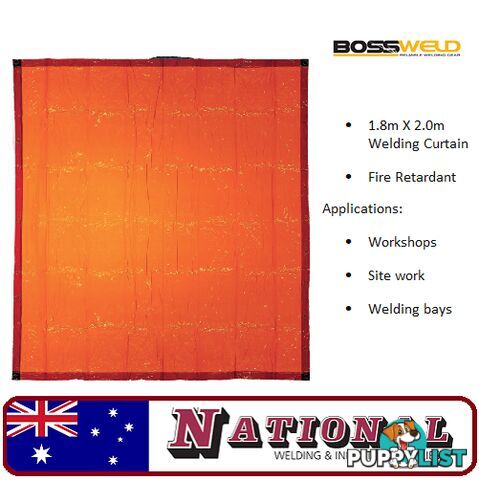 Welding Curtain / Screen 1.8 Metres X 2.0 Metres Orange Bossweld 700108