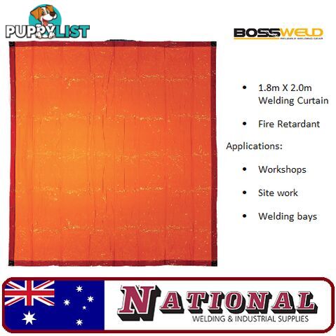 Welding Curtain / Screen 1.8 Metres X 2.0 Metres Orange Bossweld 700108