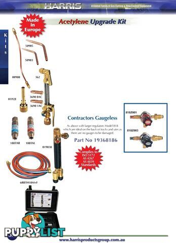 Contractors Upgrade Kit Oxy/Acet Kit With Model 601 Regulator Harris