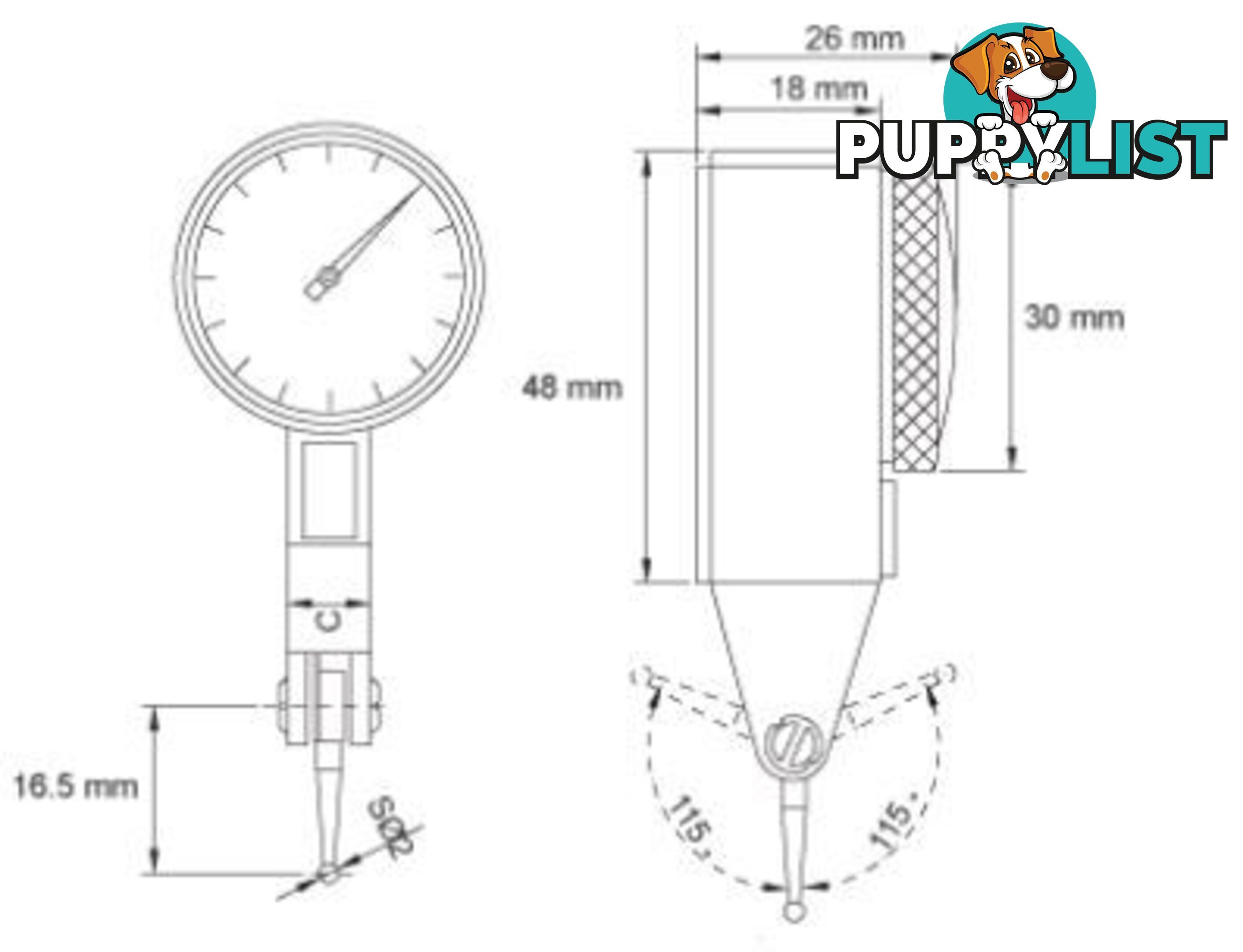 0.8mm Metric Lever Type Dial Test Indicator Accud AC-261-008-11