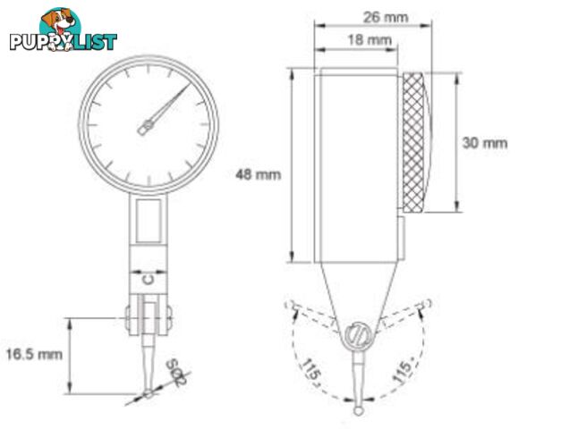 0.8mm Metric Lever Type Dial Test Indicator Accud AC-261-008-11