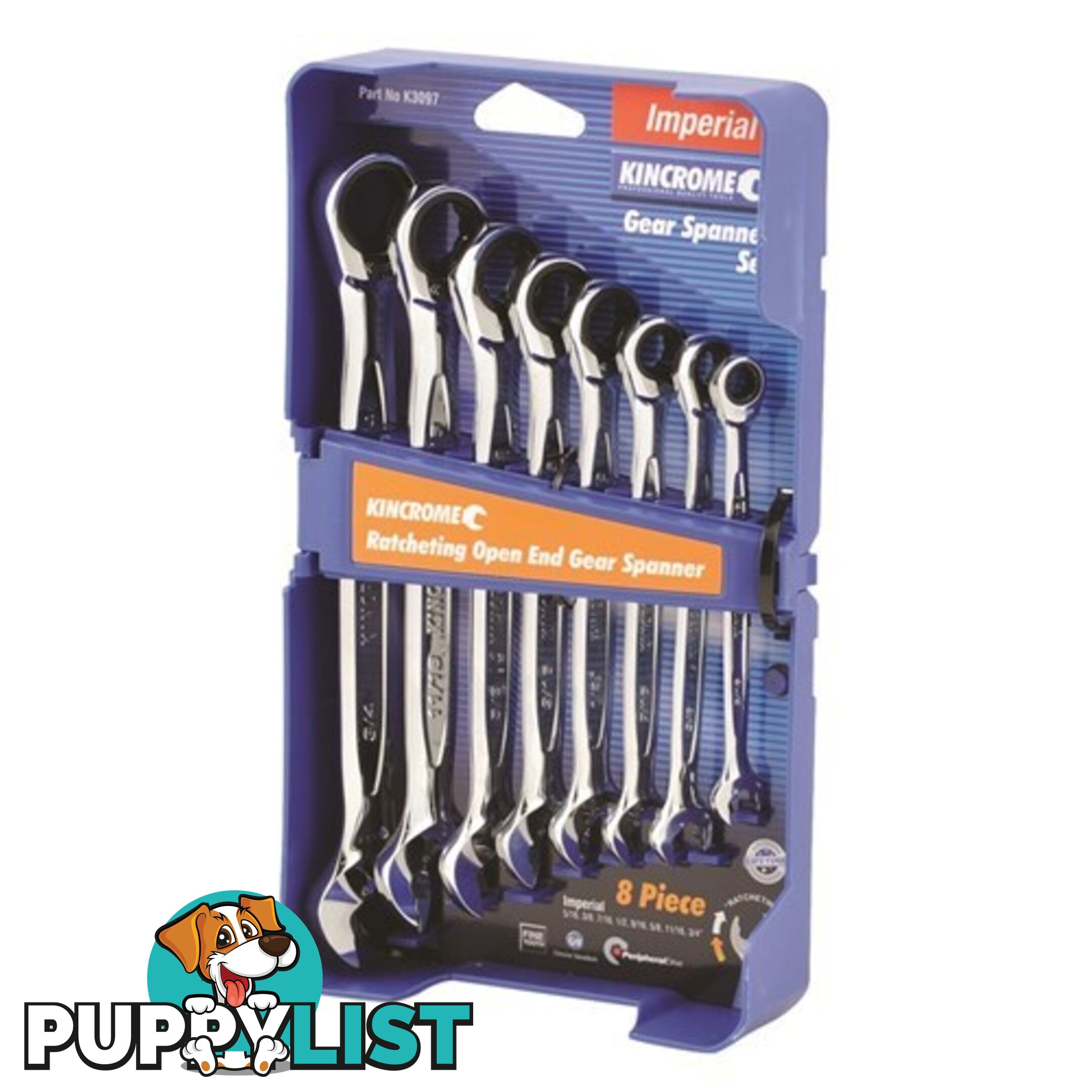 Combination Ratcheting Open End Gear Spanner Set Kincrome K3098