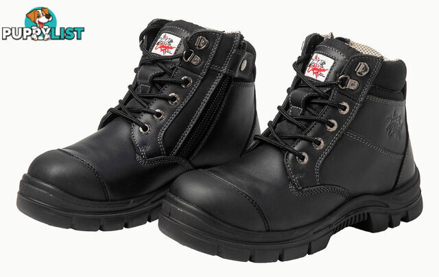 Safety Shoes Detroit Black 6" Side Zip & Lace Up Composite Capped Toe UK Size 9 Detroit-9