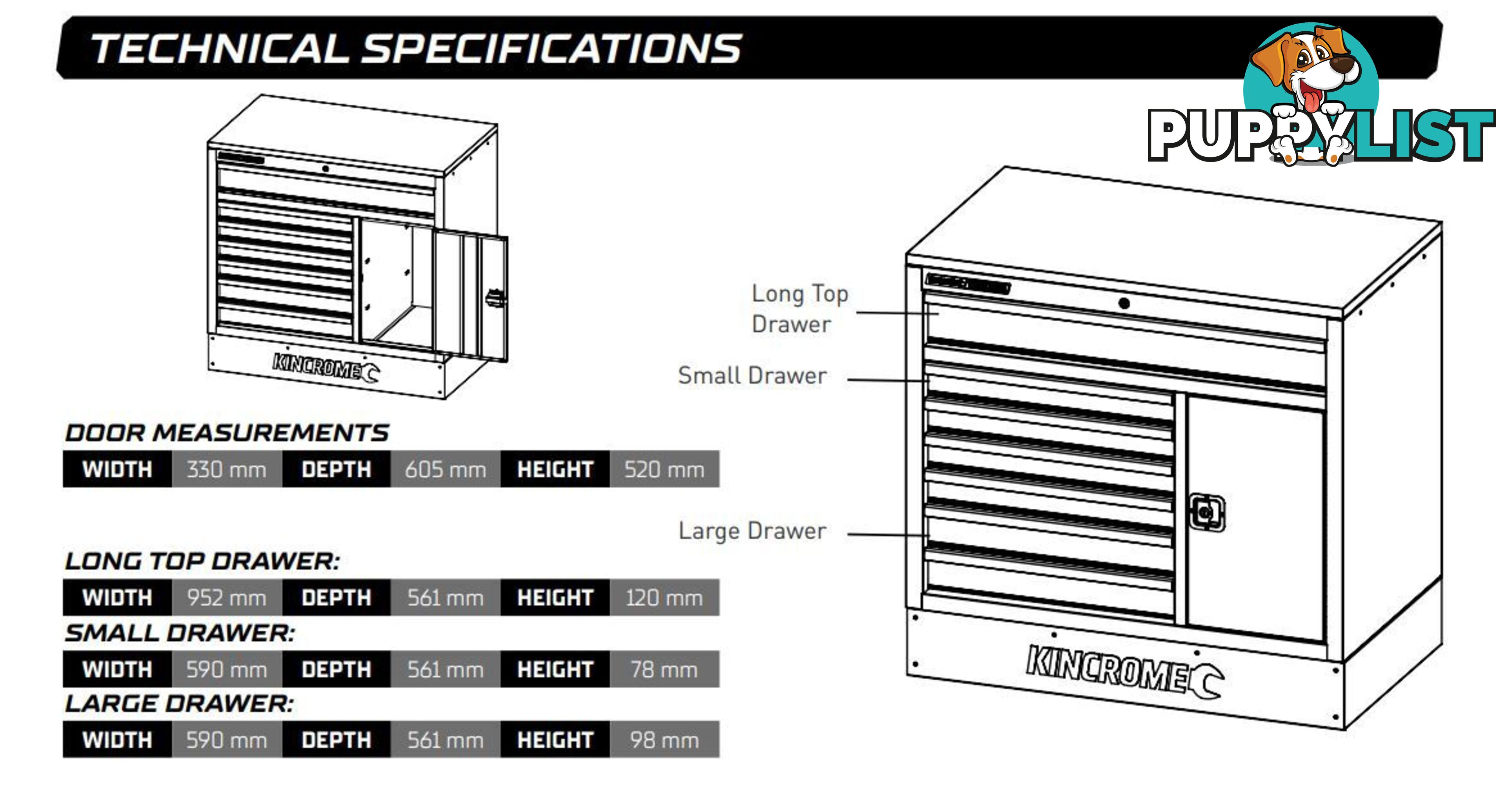 Trade Centre Cabinet Work Bench 7 Drawer (Tool Cabinet Only) Kincrome K7366