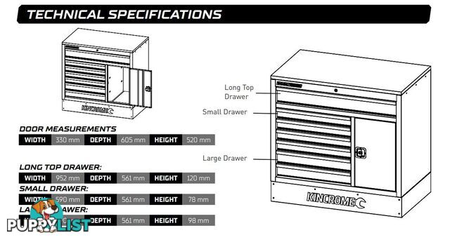 Trade Centre Cabinet Work Bench 7 Drawer (Tool Cabinet Only) Kincrome K7366