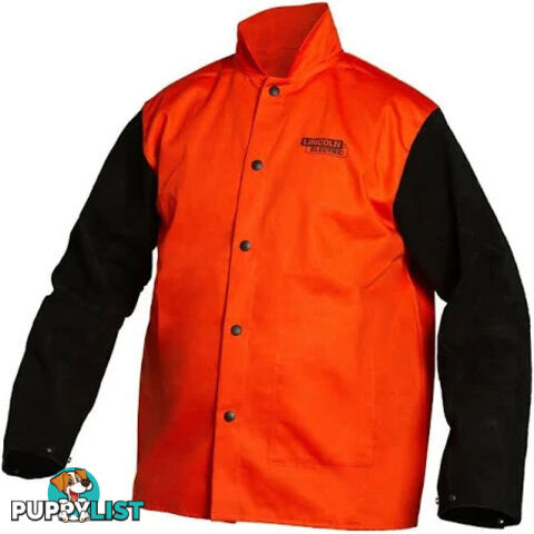 Welding Jacket Fire Resistant Bright Safety Orange with Leather Sleeves XLarge K4690-XL