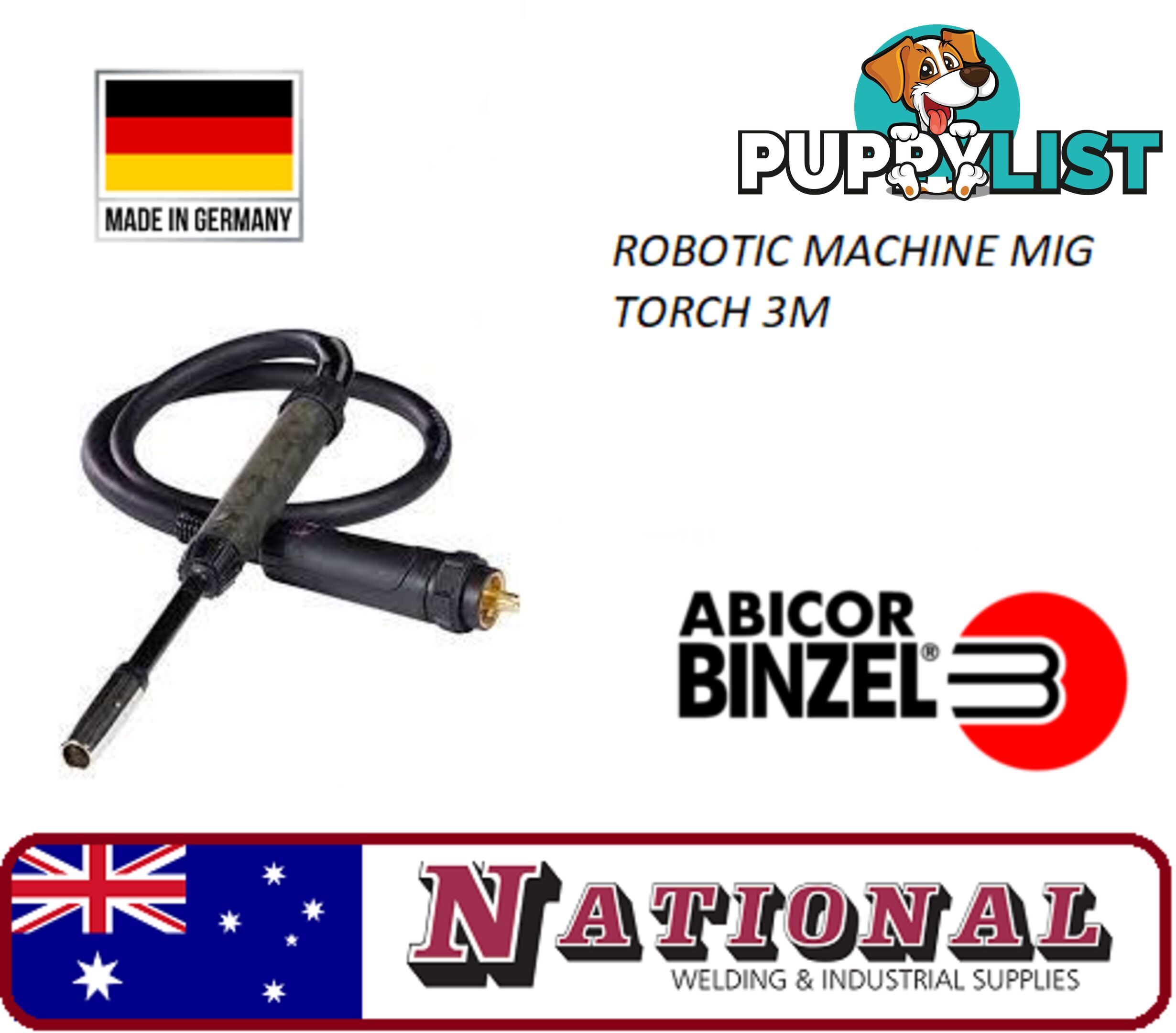 Robotic Mig Torch 3 Metres With Straight Neck Abimig MTG 455 T KZ-2 Binzel 916.D005.1