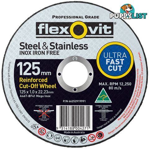 Cut-Off Wheel 125 x 1.0 x 22.23mm Ultra Fast Cut Steel/Inox Type 41 AO 66252919991