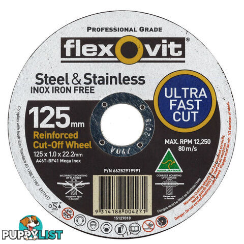 Cut-Off Wheel 125 x 1.0 x 22.23mm Ultra Fast Cut Steel/Inox Type 41 AO 66252919991