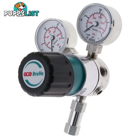 Single Stage DruVa 1S Regulator 6.0 Purity Chrome Plated In: 23,000 kPa Out: 1,400 kPa