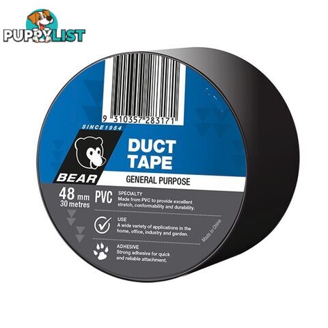 Duct Tape Black Bear PVC 48mm x 30 Metres Norton 63642583589