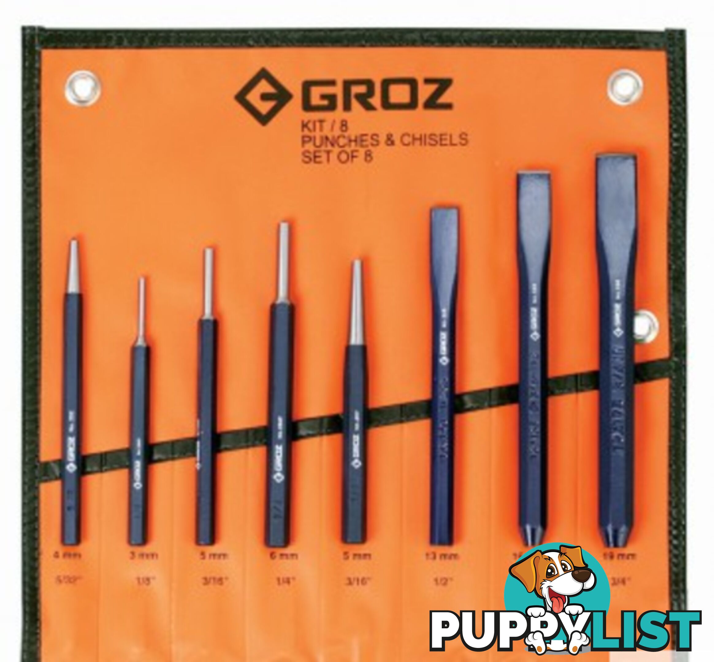 KIT/8/ST GROZ PUNCH & COLD CHISEL SET 8 PCE Groz GZ-33000