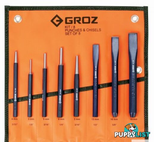 KIT/8/ST GROZ PUNCH & COLD CHISEL SET 8 PCE Groz GZ-33000