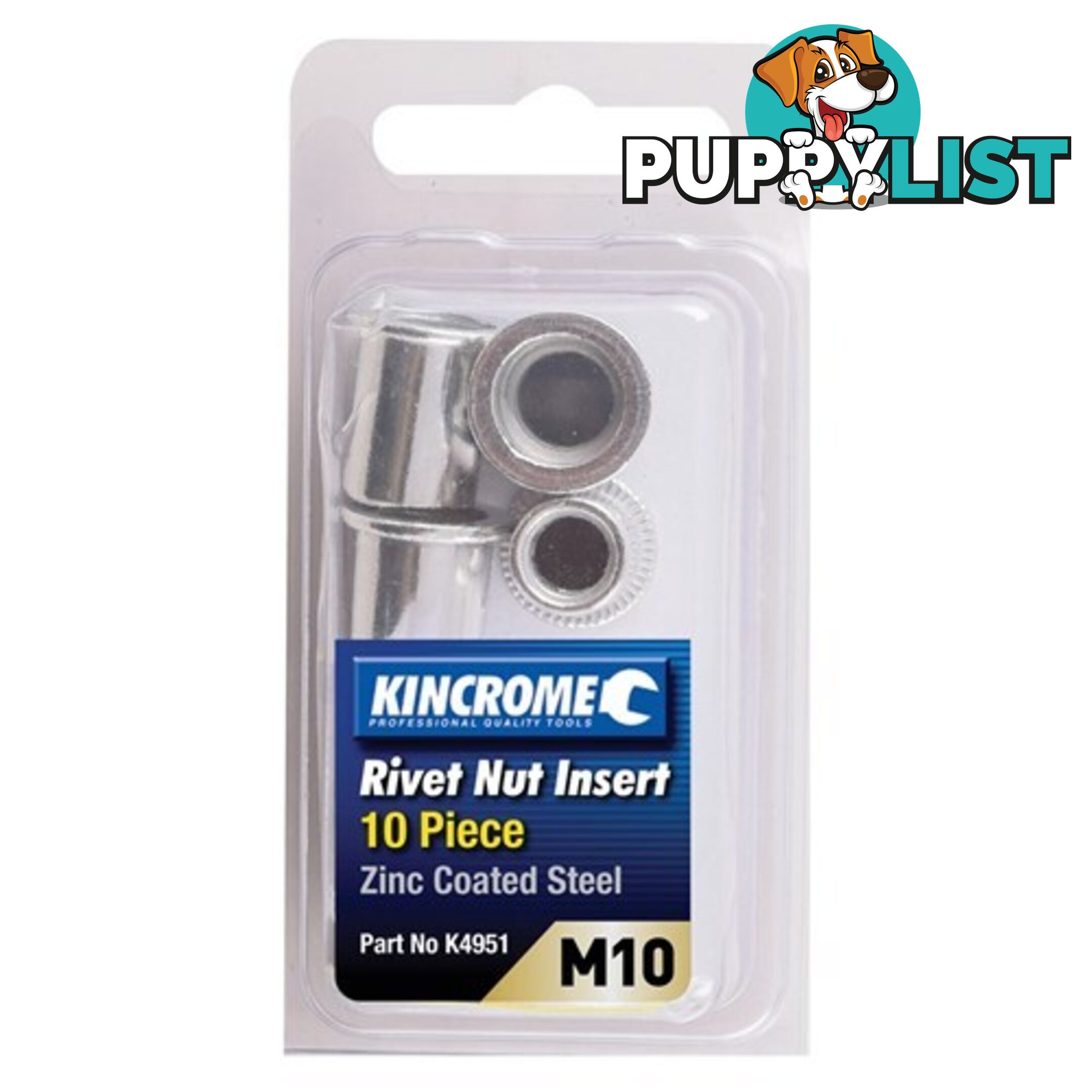 Rivet Nut Insert M10 (Zinc Coated Steel) - 10 Pack Kincrome K4951