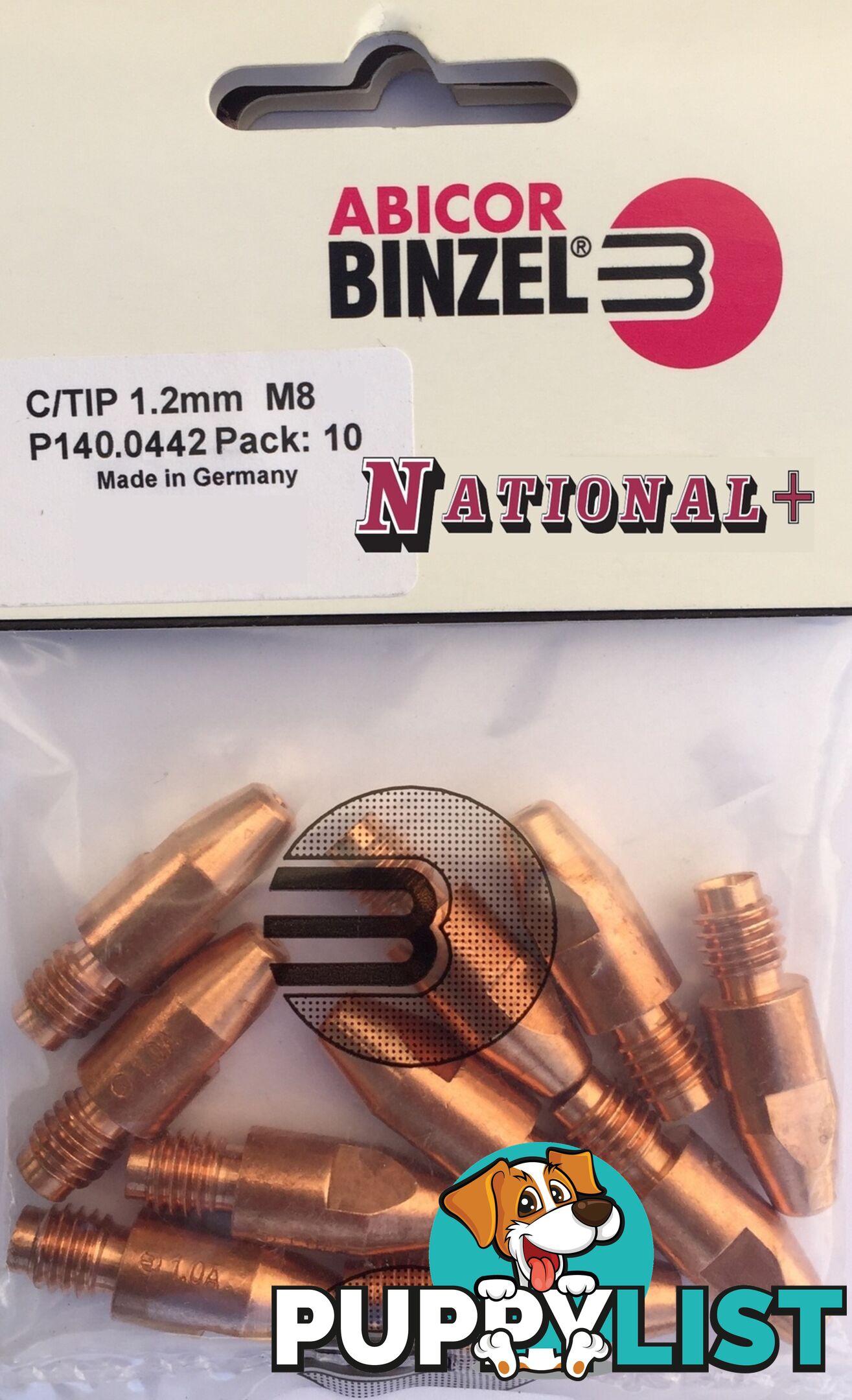 1.0mm Aluminium M8 10mm 30mm Binzel contact tip Pk:10 P141.0008