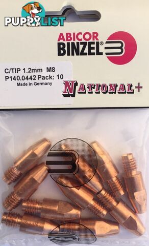 1.0mm Aluminium M8 10mm 30mm Binzel contact tip Pk:10 P141.0008