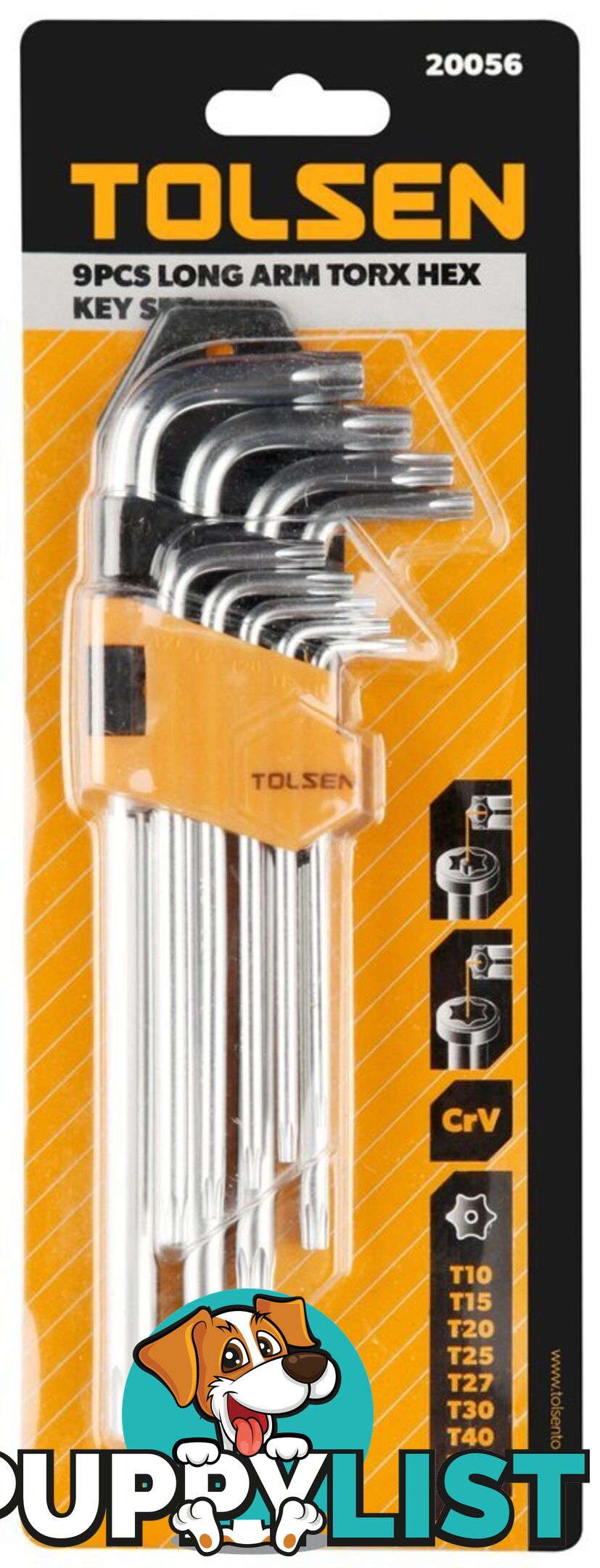 9pcs Torx Long Arm Hex Key Set Tolsen 20056