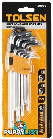 9pcs Torx Long Arm Hex Key Set Tolsen 20056