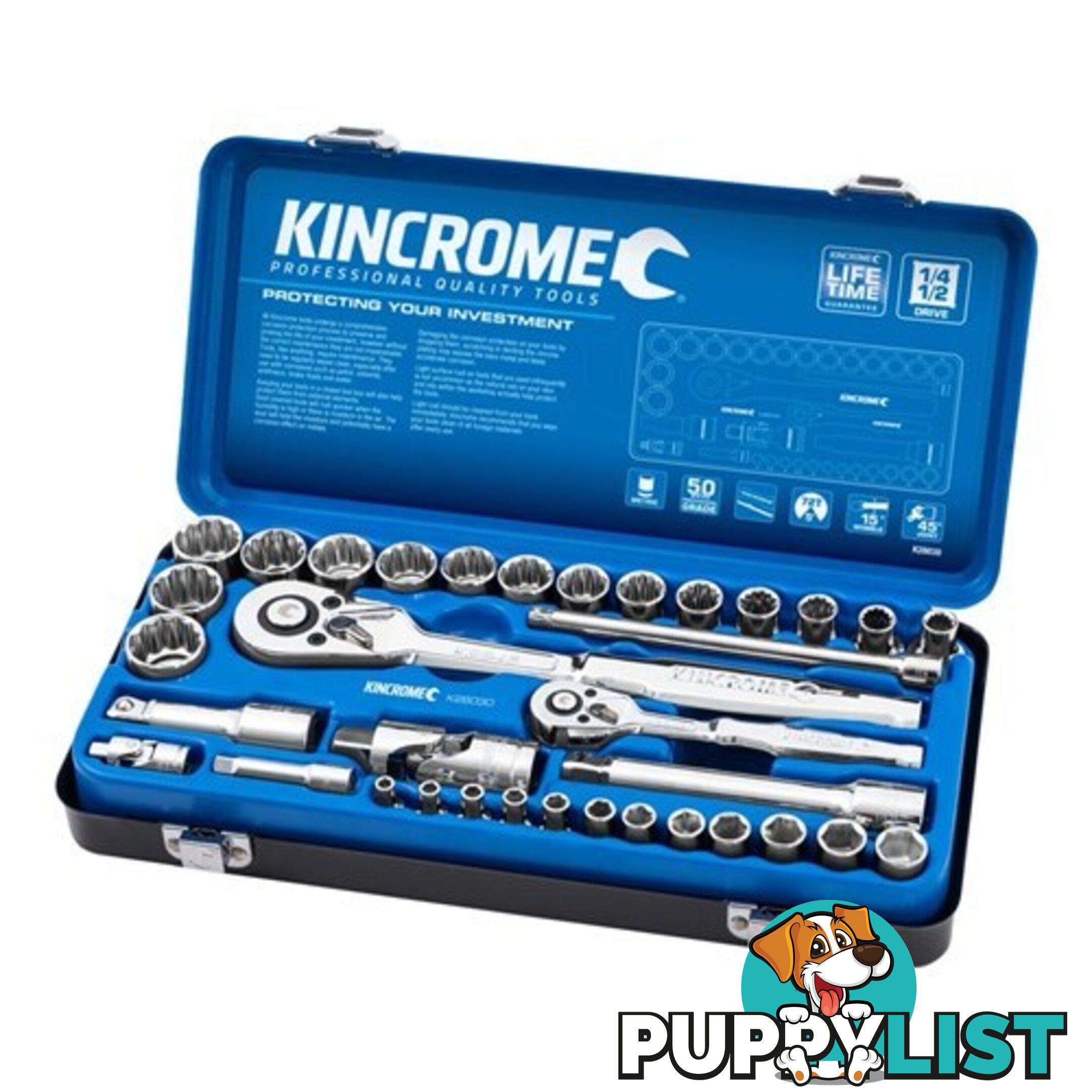 Socket Set 35 Piece 1/4 & 1/2" Drive - Metric Kincrome K28030