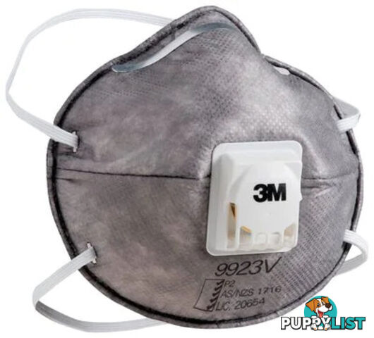 Cupped Particulate Respirator 9923V, P2 Valved with Organic Vapour Relief Pkt : 10