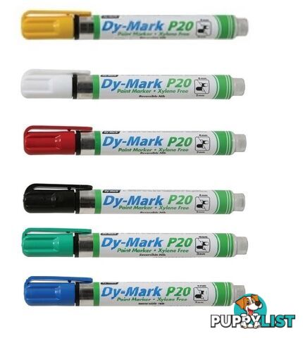 P20 Dy Mark Paint Marker - Black / Red / Blue / Green / Yellow & White