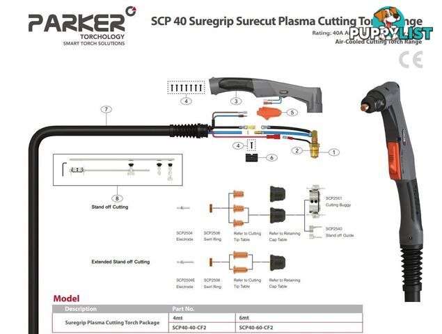 Electrodes To Suit Surecut P40 Torch WIA Pkt : 5 SCP2504